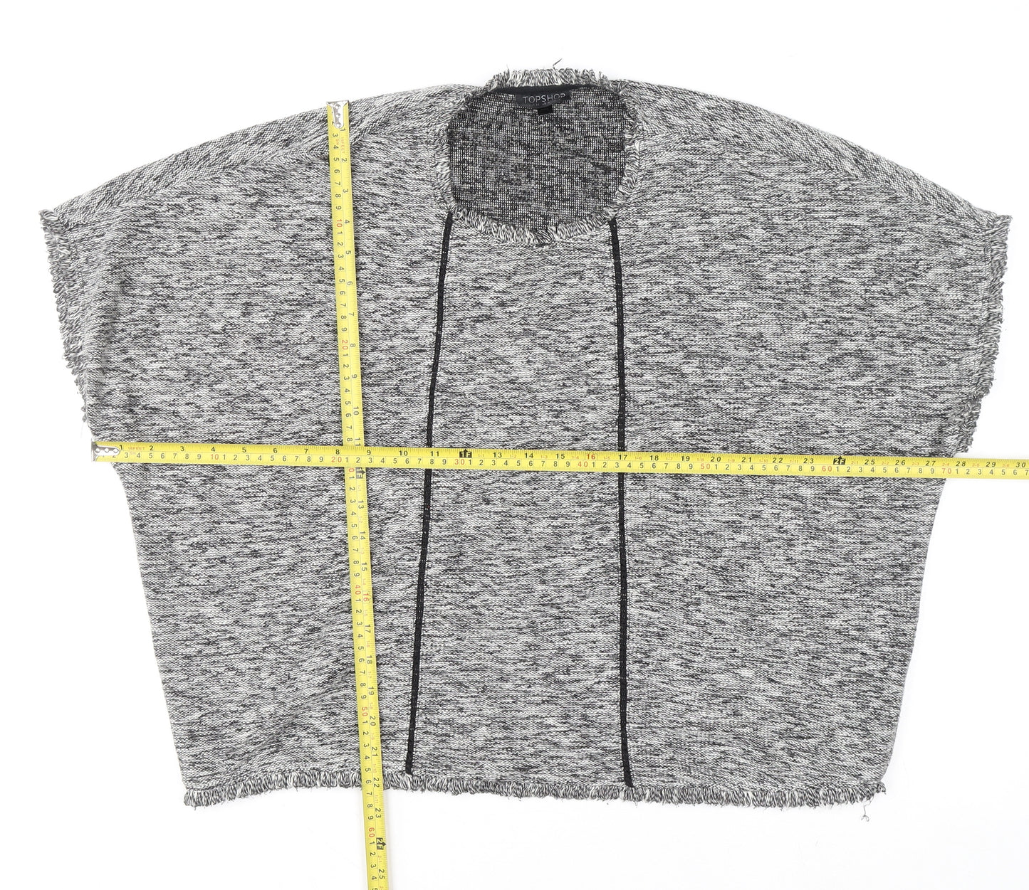 Topshop Women’s Grey Cropped Knit Short Sleeve Blouse Size 8