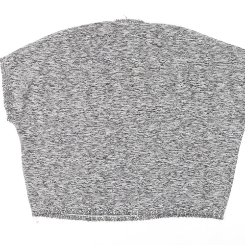 Topshop Women’s Grey Cropped Knit Short Sleeve Blouse Size 8