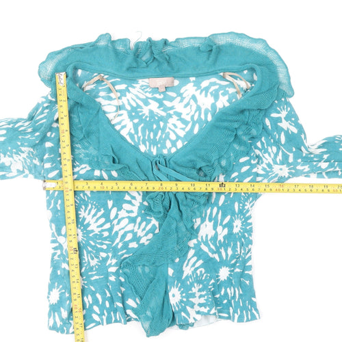 Soon Women's Blue Floral Ruffle Wrap Blouse Size 14