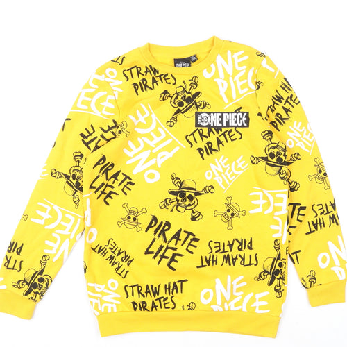 One Piece Boys Yellow Graphic Print Pullover Sweatshirt 11-12 Years