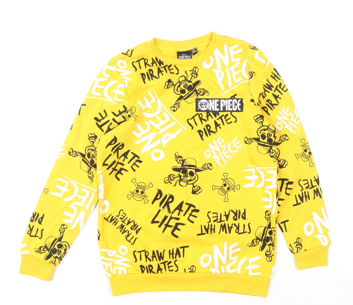 One Piece Boys Yellow Graphic Print Pullover Sweatshirt 11-12 Years