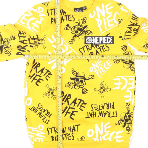 One Piece Boys Yellow Graphic Print Pullover Sweatshirt 11-12 Years
