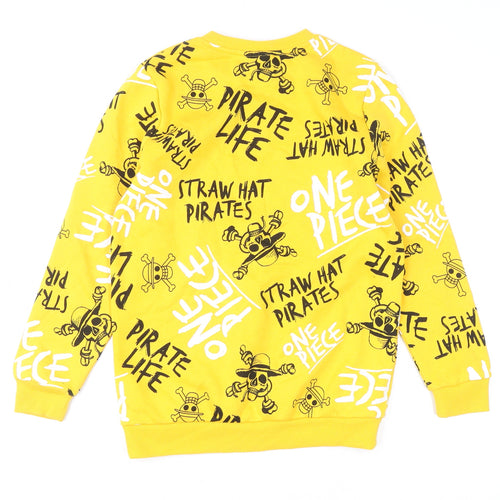One Piece Boys Yellow Graphic Print Pullover Sweatshirt 11-12 Years