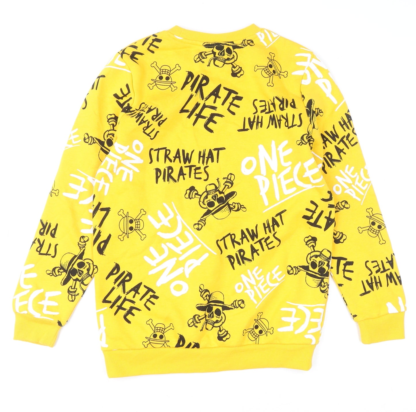 One Piece Boys Yellow Graphic Print Pullover Sweatshirt 11-12 Years