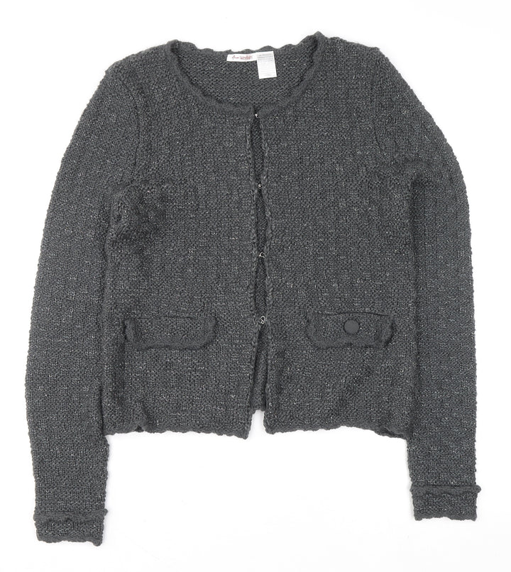 Anne Weyburn Women’s Grey Chunky-Knit Long Sleeve Cardigan Size 14/16