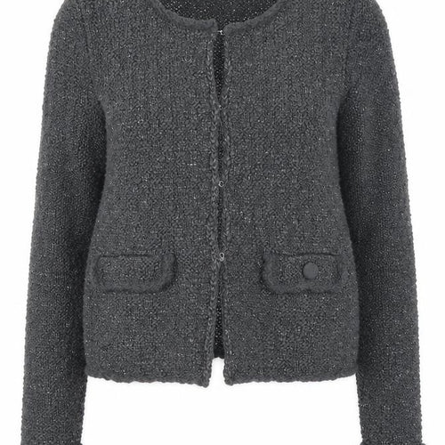 Anne Weyburn Women’s Grey Chunky-Knit Long Sleeve Cardigan Size 14/16