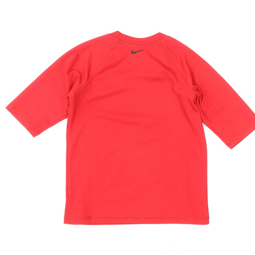 Nike Boys Red Dri-Fit Rash Guard Swim Top 8-10 Years Quick Dry UV