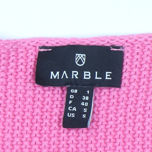 Marble Womens Pink White Striped V-Neck Knit Jumper Size 10