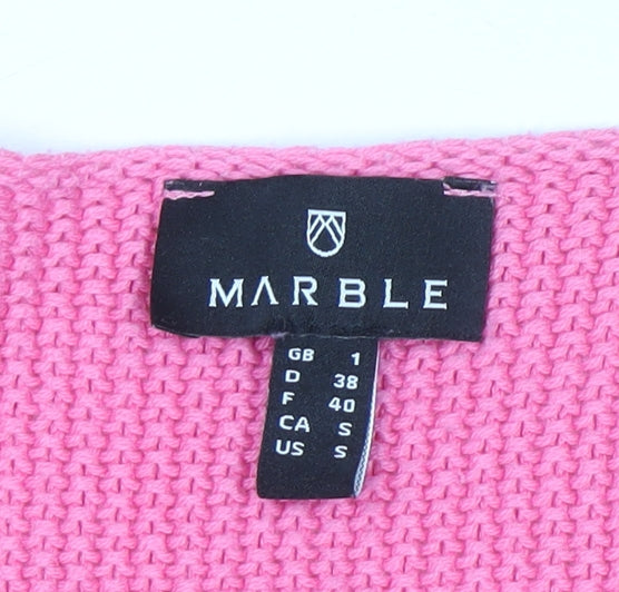 Marble Womens Pink White Striped V-Neck Knit Jumper Size 10