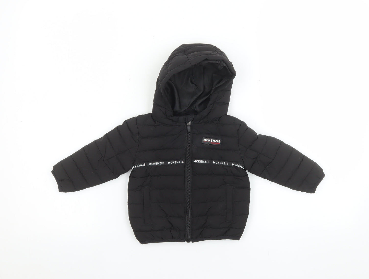 McKenzie Unisex Baby Black Puffer Jacket 3-6 Months Hooded Water Resistant