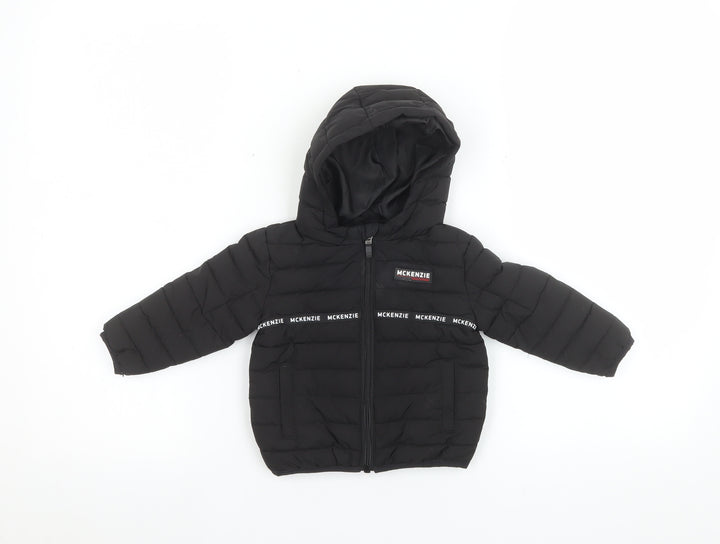 McKenzie Unisex Baby Black Puffer Jacket 3-6 Months Hooded Water Resistant