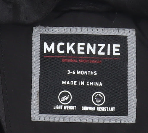 McKenzie Unisex Baby Black Puffer Jacket 3-6 Months Hooded Water Resistant