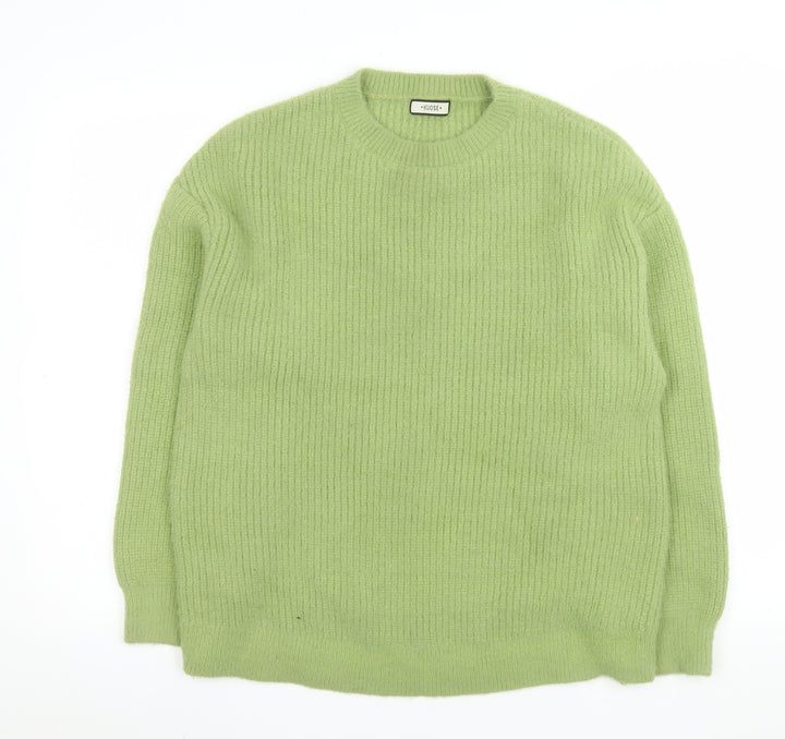 KUOSE Women Green Crew Neck Knit Pullover Jumper Size S