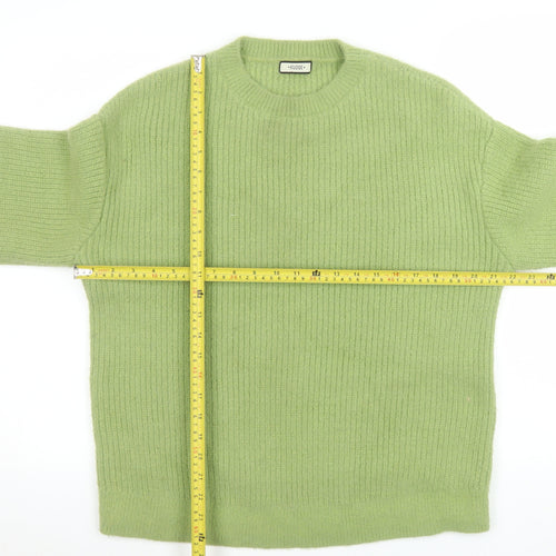 KUOSE Women Green Crew Neck Knit Pullover Jumper Size S