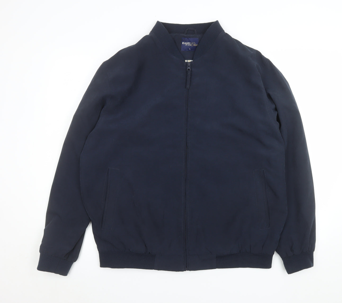 EASY Classic Collection Men's Blue Bomber Jacket L Polyester Zip Up