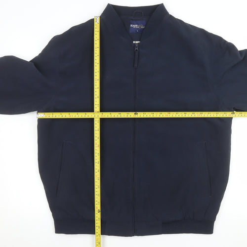 EASY Classic Collection Men's Blue Bomber Jacket L Polyester Zip Up