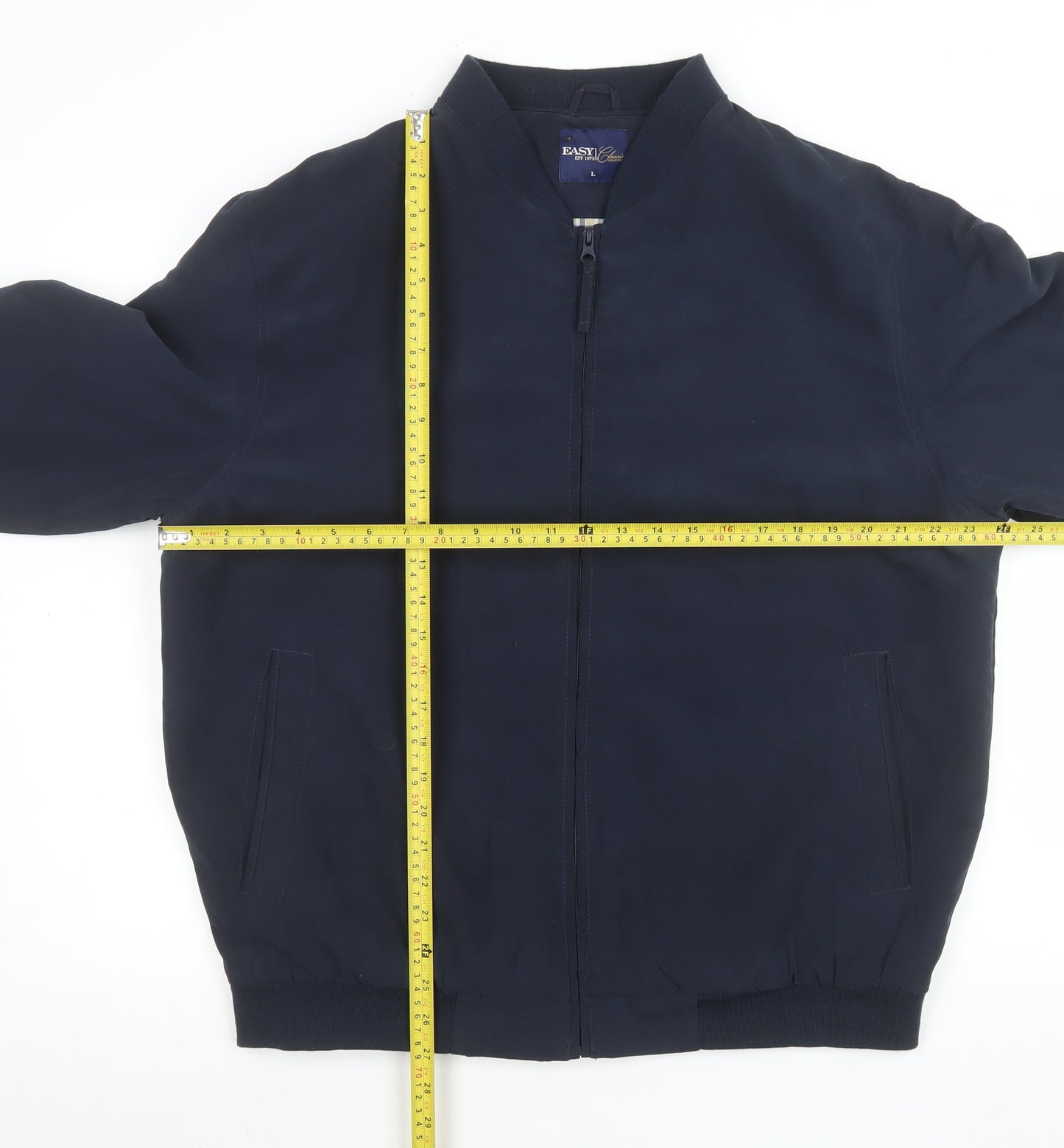 EASY Classic Collection Men's Blue Bomber Jacket L Polyester Zip Up