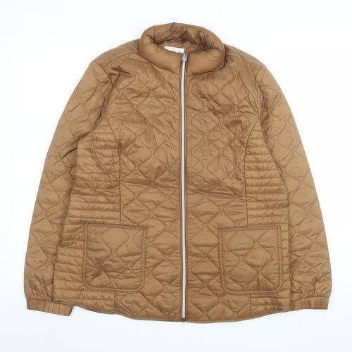 Next Women’s Brown Quilted Mid-Length Zip Jacket Size 14