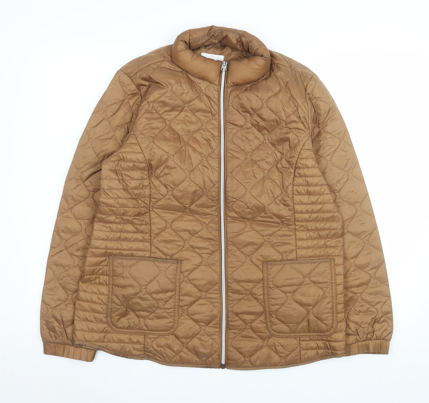 Next Women’s Brown Quilted Mid-Length Zip Jacket Size 14