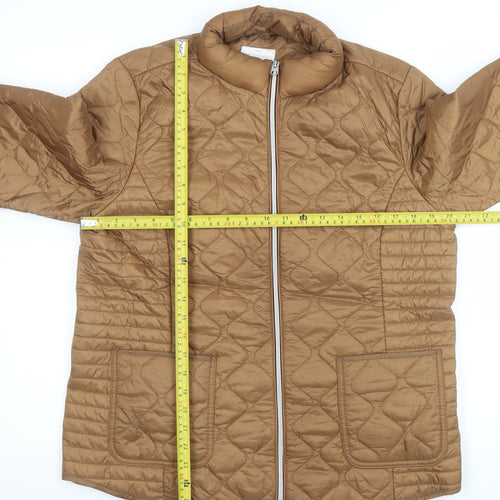 Next Women’s Brown Quilted Mid-Length Zip Jacket Size 14