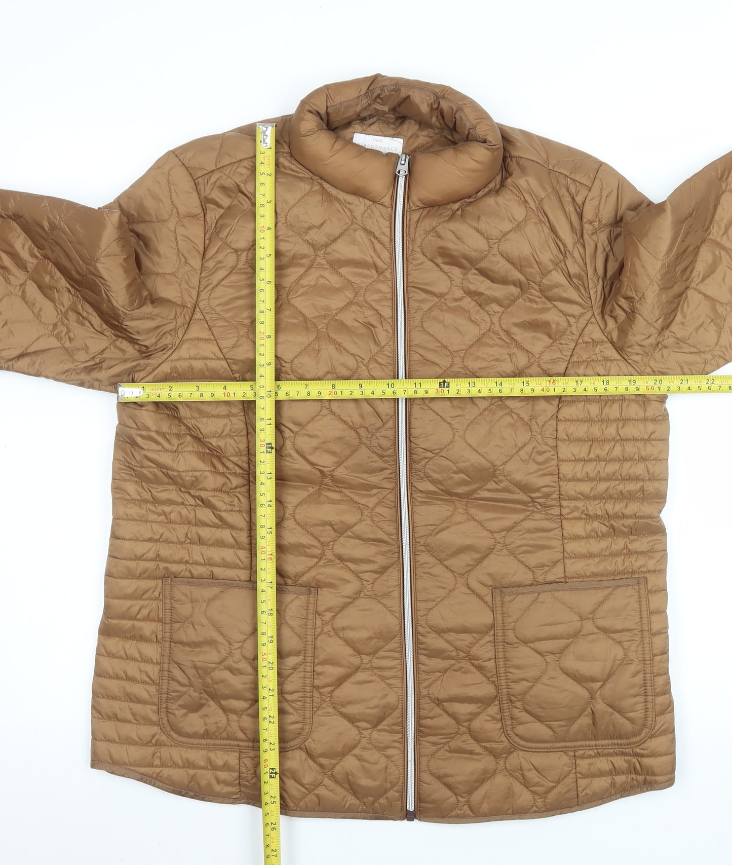 Next Women’s Brown Quilted Mid-Length Zip Jacket Size 14