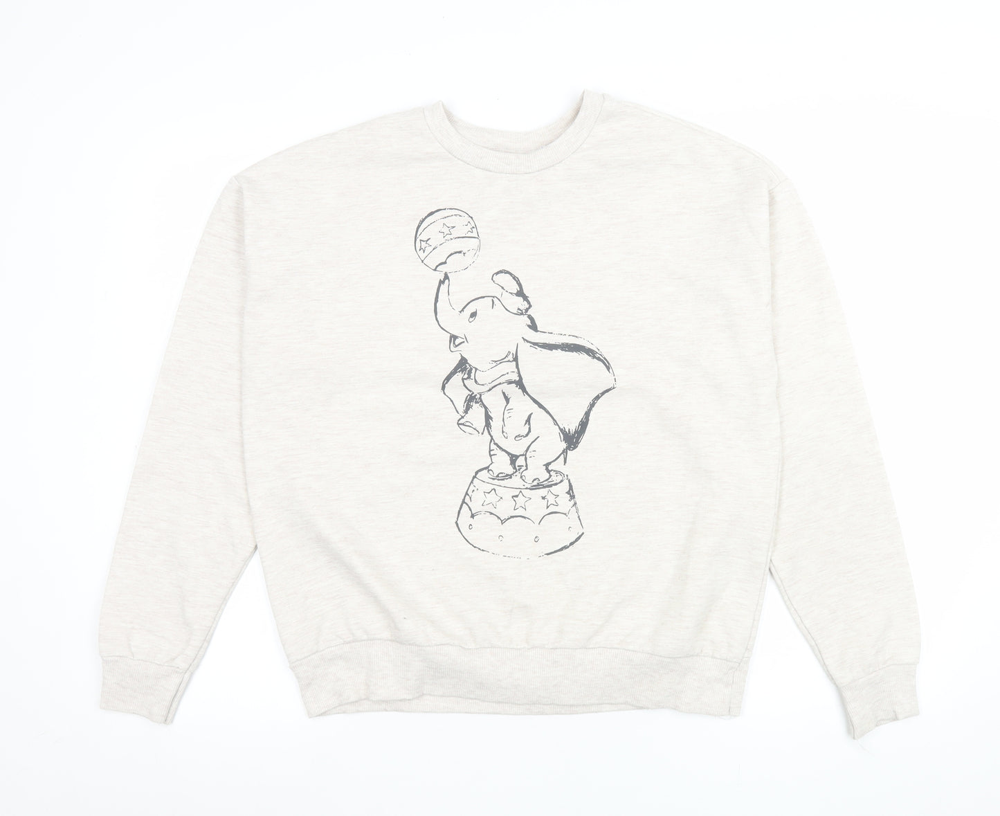 Disney Women Beige Dumbo Crew Neck Pullover Sweatshirt Size S