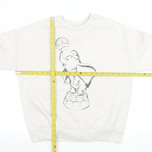 Disney Women Beige Dumbo Crew Neck Pullover Sweatshirt Size S