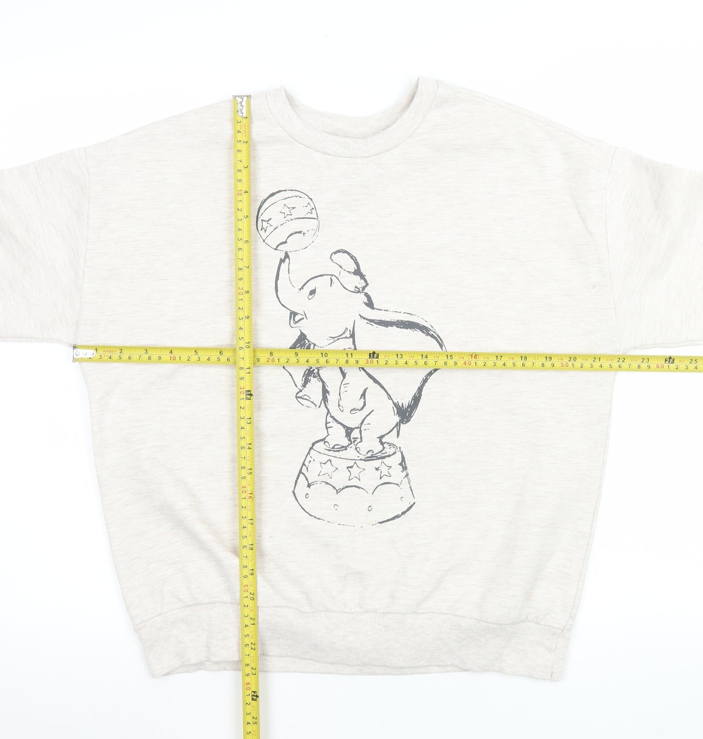 Disney Women Beige Dumbo Crew Neck Pullover Sweatshirt Size S