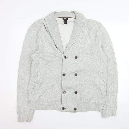 H&M Men Grey Shawl Collar Button Jacket XL Cotton Blend Casual