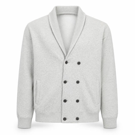Front view of H&M Men Grey Shawl Collar Button Jacket XL Cotton Blend Casual