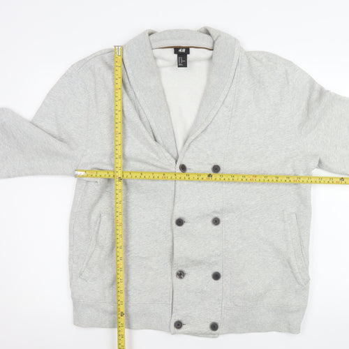 H&M Men Grey Shawl Collar Button Jacket XL Cotton Blend Casual