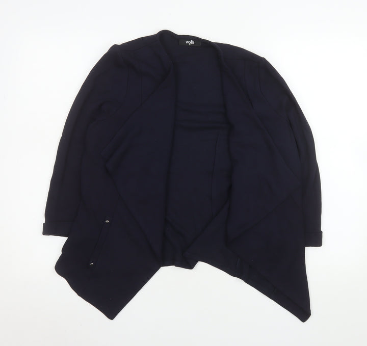 Wallis Women Blue Knit Mid-Length Open Basic Jacket M