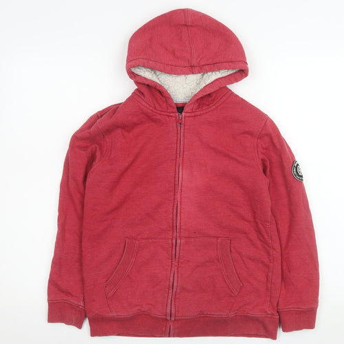 Surfanic Boys Red Hooded Lined Full Zip Fleece Jacket Size 164