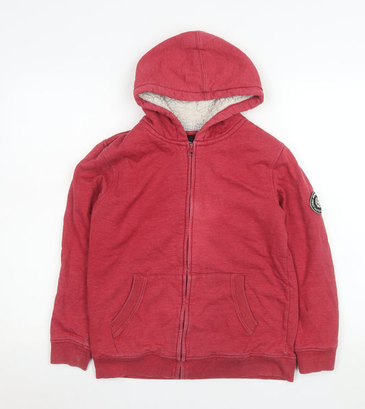 Surfanic Boys Red Hooded Lined Full Zip Fleece Jacket Size 164