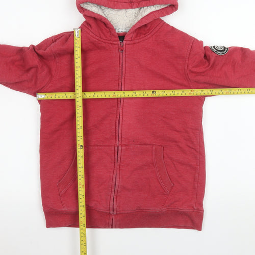 Surfanic Boys Red Hooded Lined Full Zip Fleece Jacket Size 164