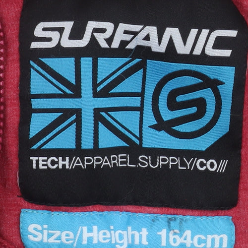 Surfanic Boys Red Hooded Lined Full Zip Fleece Jacket Size 164