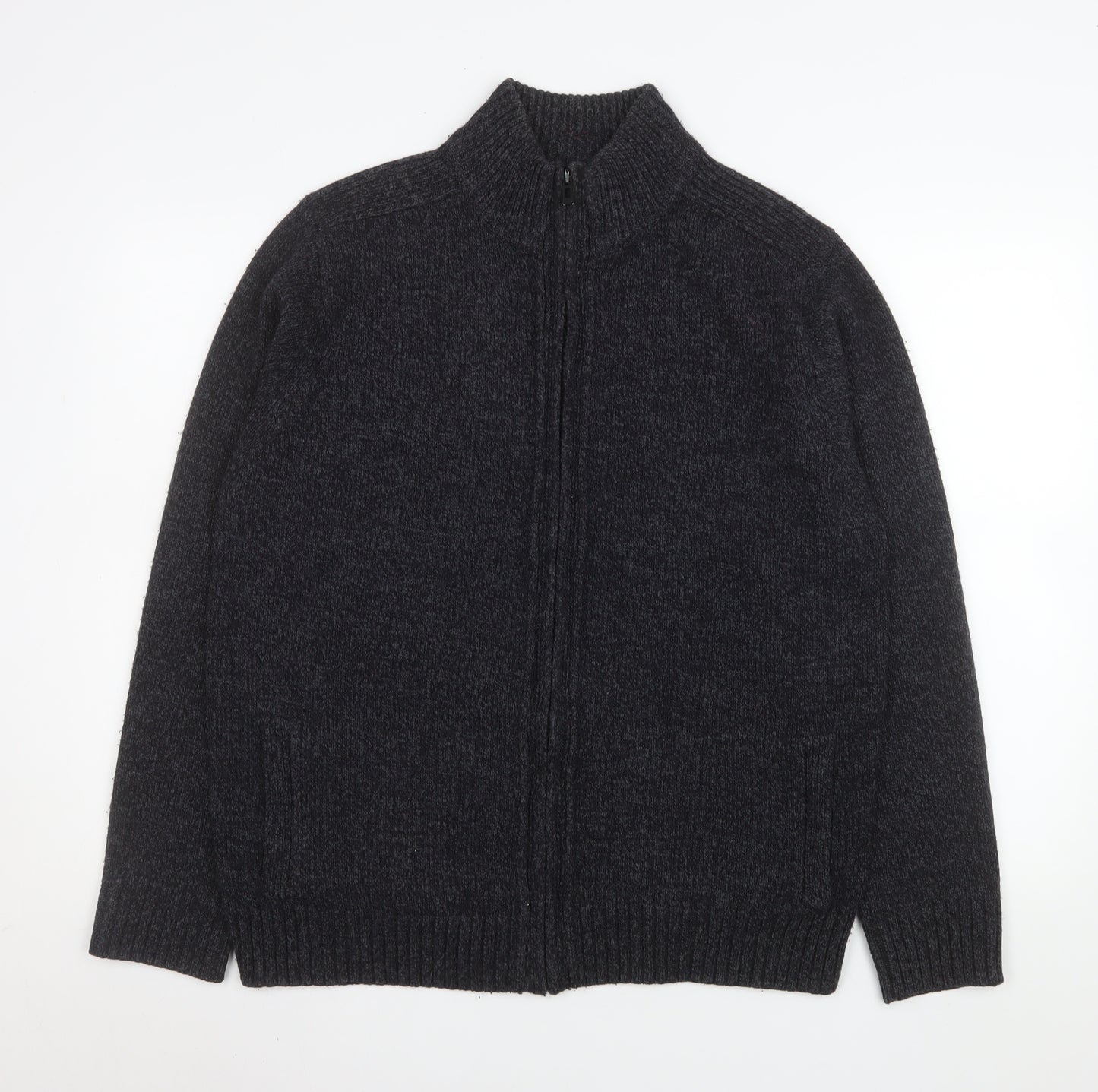 Marks and Spencer Men's Black Acrylic Full Zip Knit Jacket L