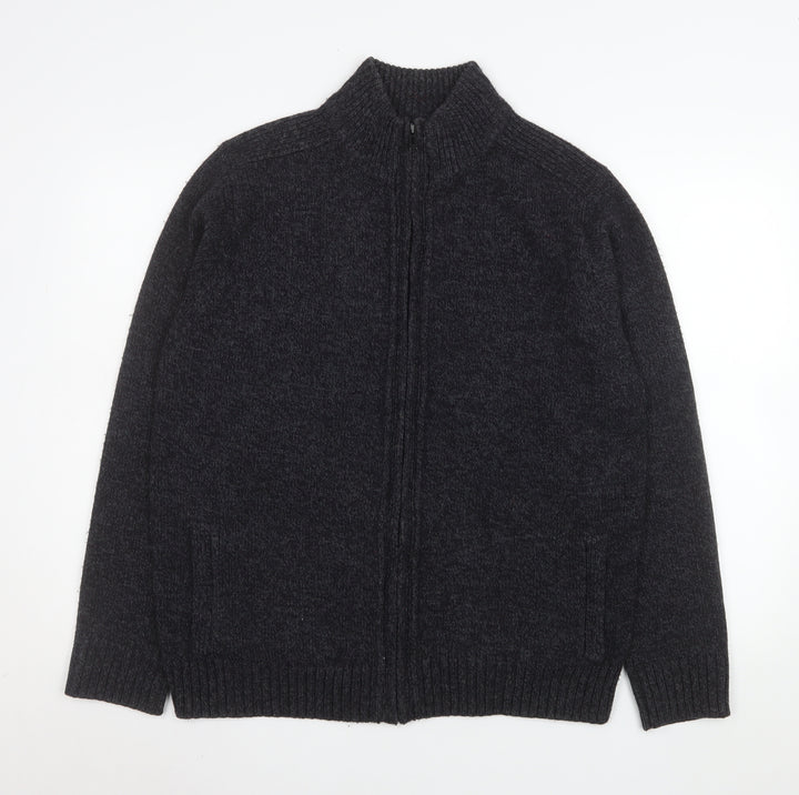 Marks and Spencer Men's Black Acrylic Full Zip Knit Jacket L