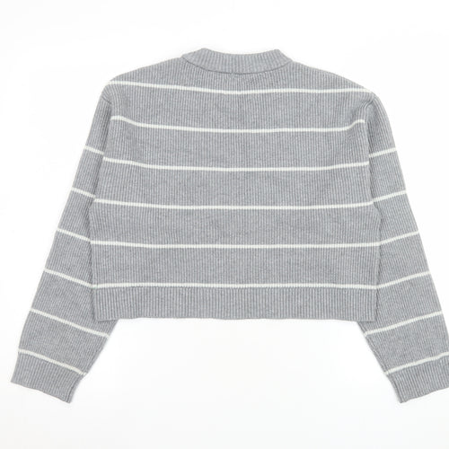 Zara Girls Grey Striped Knit Pullover Jumper Size 11-12 Years