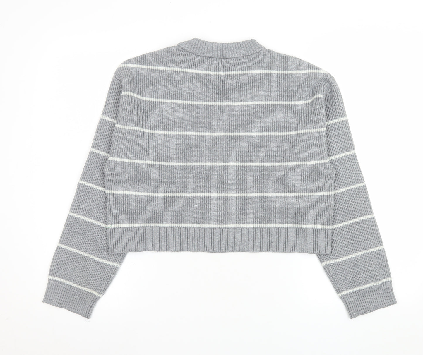 Zara Girls Grey Striped Knit Pullover Jumper Size 11-12 Years