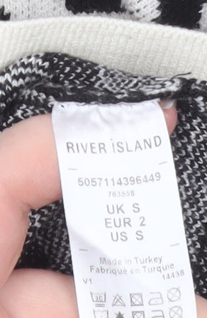 River Island Women’s Black Geometric Collared Knit Jumper Size S