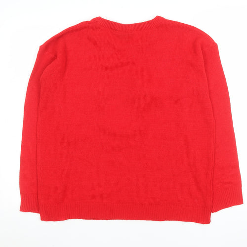Brave Soul Women’s Red Christmas Jumper Size 14 Robin Sequin Knit