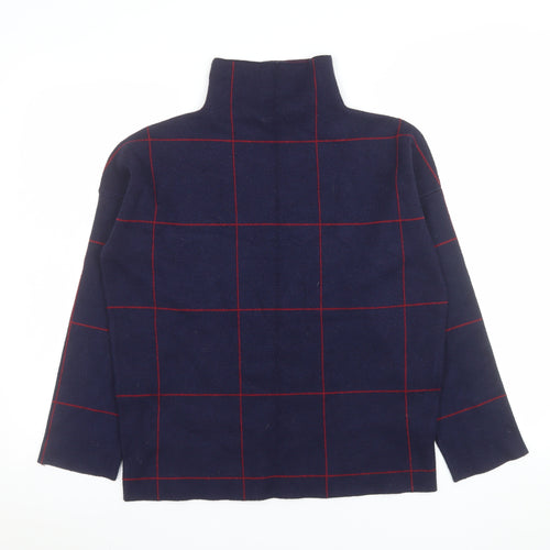 New Look Women's Blue Check Roll Neck Knitted Jumper Size S