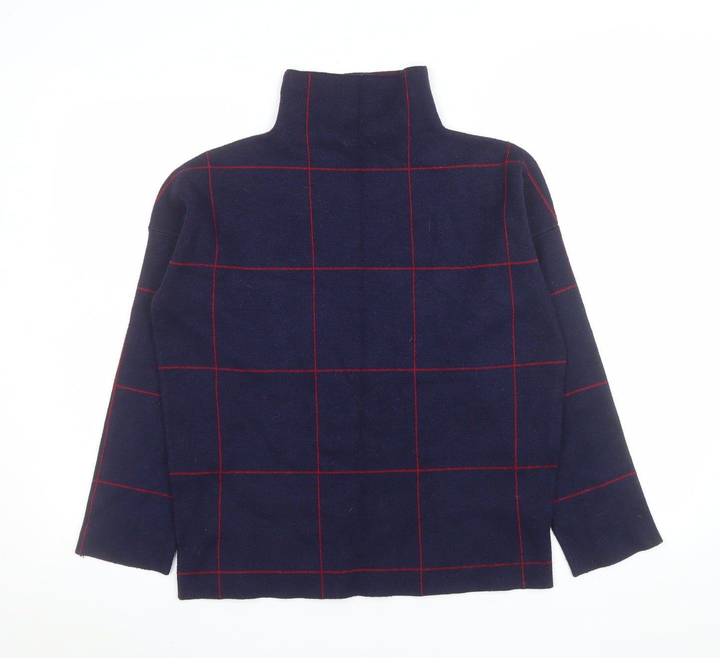 New Look Women's Blue Check Roll Neck Knitted Jumper Size S