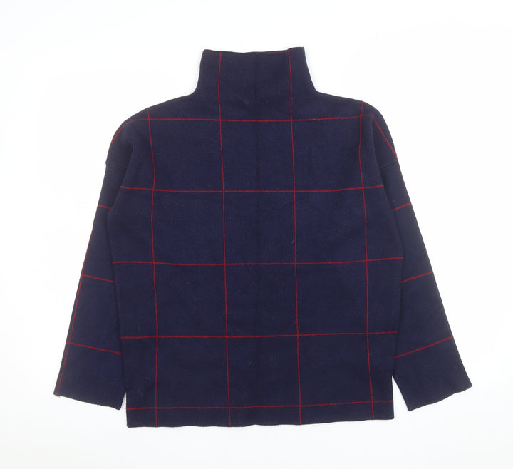 New Look Women's Blue Check Roll Neck Knitted Jumper Size S