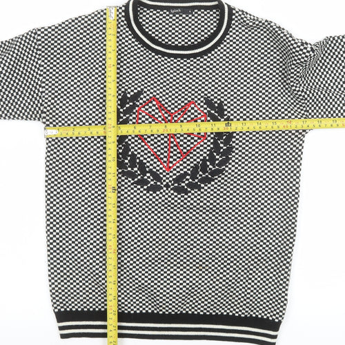 Splash Womens Black White Heart Geometric Knit Jumper Size 6