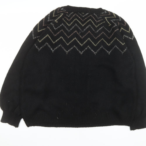 M&Co Women’s Black Metallic Zigzag Knit Petite Jumper Size 16