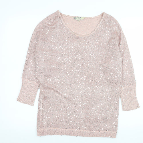 Spirit at M&Co Women Blush Sequin Knit Jumper Size 10