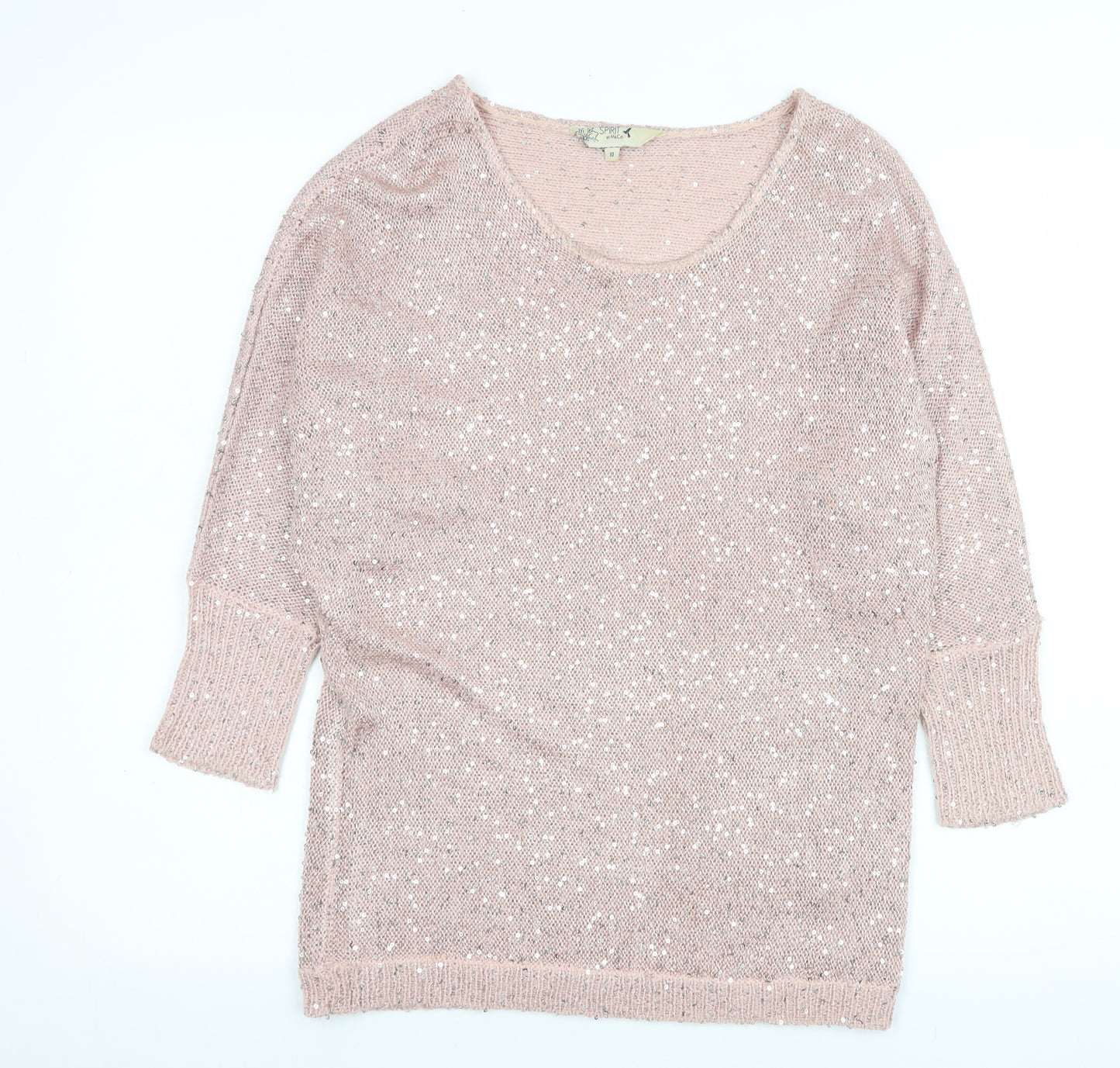 Spirit at M&Co Women Blush Sequin Knit Jumper Size 10