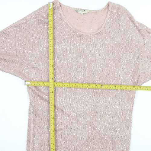 Spirit at M&Co Women Blush Sequin Knit Jumper Size 10